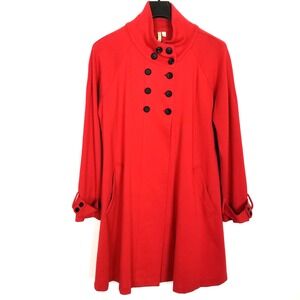 Comfy USA Women Terry Jacket Cardigan Sz L Red Button Up Classic Lagenlook